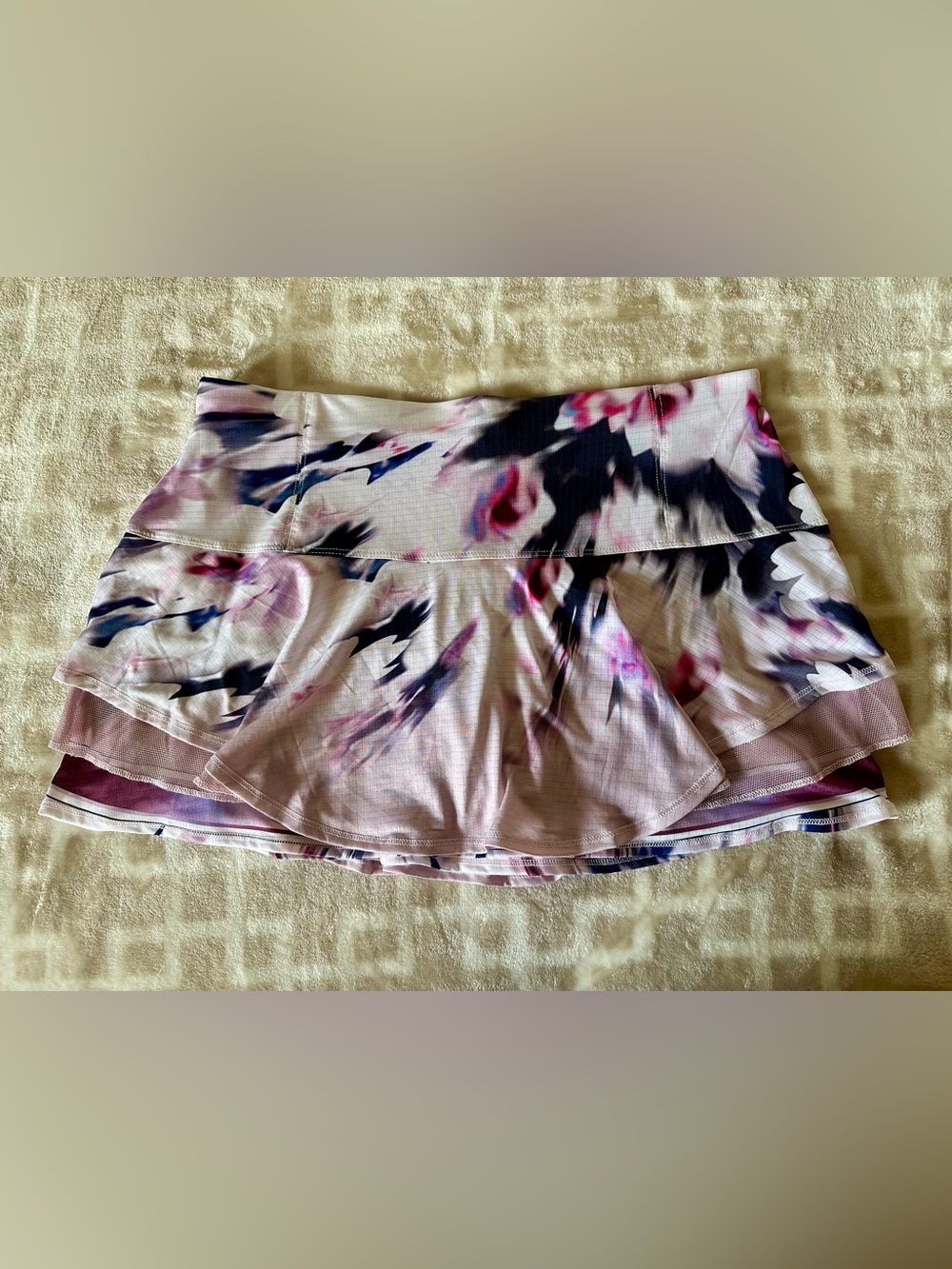 Lucky in Love Pink and Navy Abstract Flounce Skort